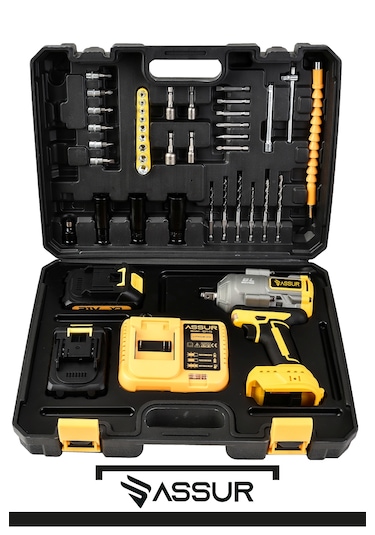 Assur ASR242 21V Çift Akü 1100NM Somun Sıkma Sökme Sarı