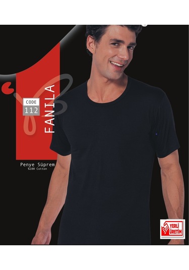 Erkek Siyah Süprem Yarım Kollu Sıfır Yaka Atlet % 100 Pamuklu Fanila 3 Lü Paket 112-3s Siyah