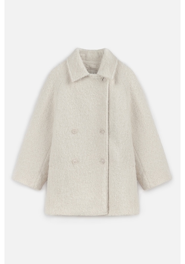 Kruvaze Kapama Kaşe Kaban Ekru Ekru