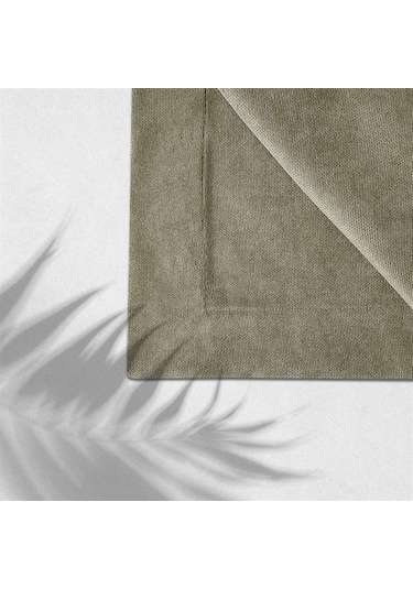 Kadife Dokulu Masa Örtüsü Haki Rengi-647