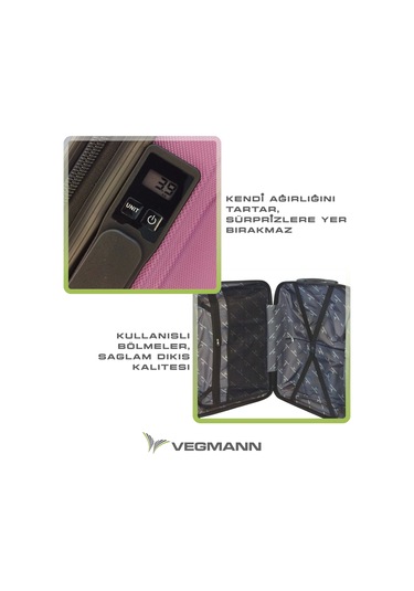 Vegmann Tartılı Scavel Violet 3 Lü Valiz Seti Violet