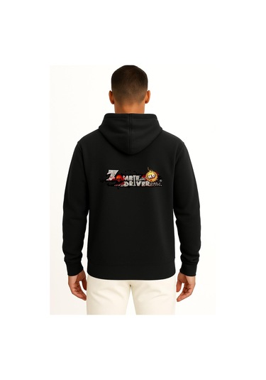 Kapüşonlu Zombie Driver Zombies Ultimate Cep Ve Sırt Tasarımlı Unisex Sweatshirt Siyah