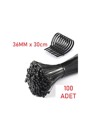 Kablo Bağı Plastik Cırt Kelepçe Siyah 3.6x300 mm 30 cm 100 Adet