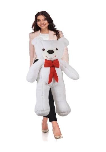 80 Cm Papyonlu Sevimli Peluş Şaşkın Ayı - Sevgiliye Özel Hediye Pembe