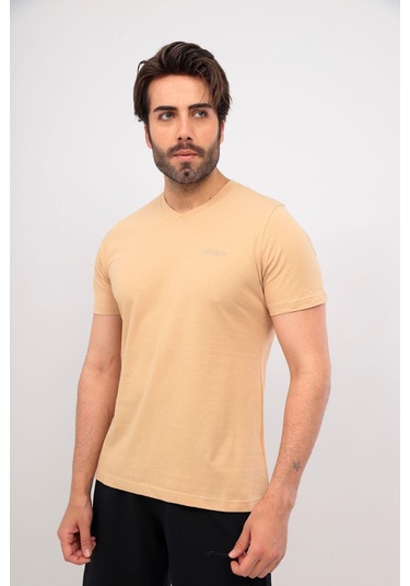 Fore Sport Erkek V Yaka T-shirt Bej