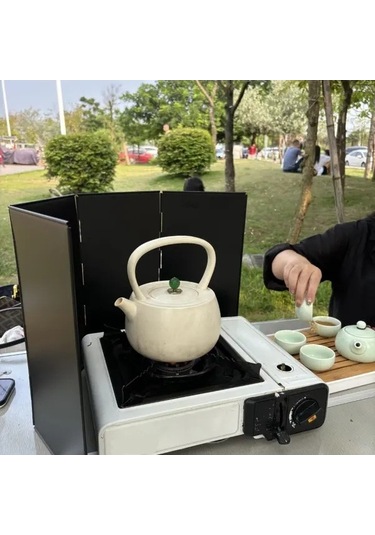 Trendooze Kamp Ocağı Rüzgarlık Beyaz Hafif Katlanır Isıya Dayanıklı Toz Koruma Beyaz