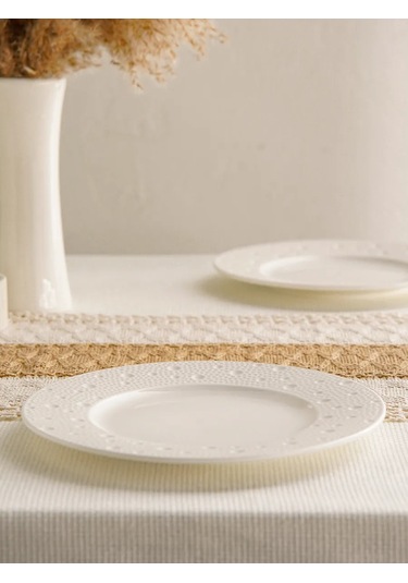 Magistro İki Adet Fray Yemek Tabağı Seti, 20 Cm Çapında, Porselen. 344082579 Beyaz