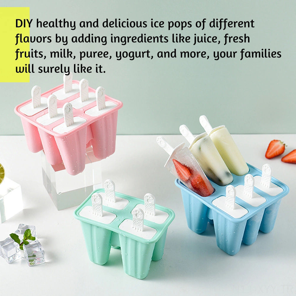 Yaleker Mavi Silikon Buz Pop Kalıbı 10 Bölmeli, Uzun Kolu Ve Bağımsız Kapaklı Dondurma/şerbet Kalıbı Seti Çok Renkli