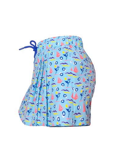 Anemoss Gemici Martı Kadın Şort Etek Bağcıklı Bel, Deniz Temalı Yazlık Skort Çok Renkli