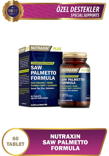 Nutraxin Saw Palmetto Formula 60 Tablet - Cüce Palmiye, Isırgan Otu, Yeşil Çay, Likopen, Çinko, Selenyum