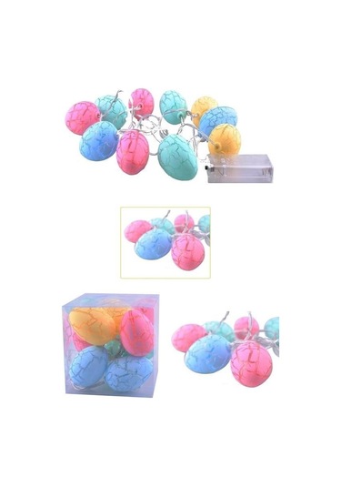 Hobibahçem 10lu Renkli Yumurta Şeklinde Dekoratif Dolama Led Aydınlatma Çok Renkli