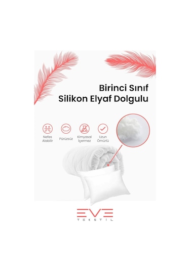 Eve Tekstil Cift Kisilik Yorgan Seti 195cmx215cm Beyaz