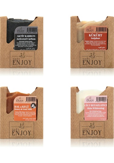 Suds Enjoy Doğal Aktif Karbon + Kükürt + Bal ve Keçi Sütü + Cilt Beyazlatıcı Sabun 100 G