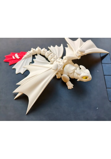 Katlanabilir Kanatlı Siyah Beyaz Ejderha Figürü Dekoratif Oy...