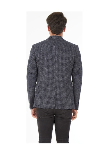 Sposo 5103 Dar Kalıp Örme Kumaş Lacivert Erkek Blazer Ceket Lacivert