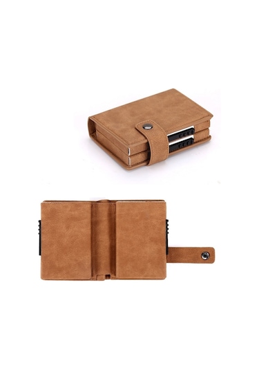 Sones Çift Kartlı Alüminyum Alaşımlı Kart Kutusu Rfıd Hırsızlığa Karşı Cüzdan Gri