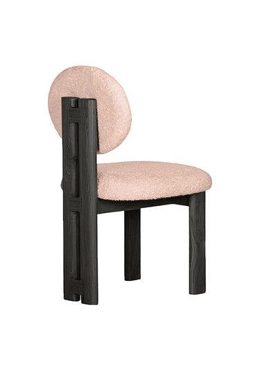 Coco İskandinav Teddy Natural Ahşap Bohem Sandalye Siyah - Krem