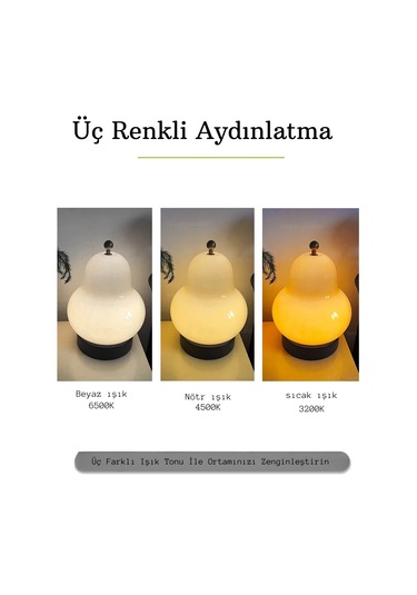 Monozone Masa Lambası Dokunmatik Şarjlı Armut Lamba 3 Modlu