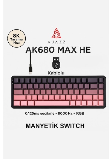 Ak680 Max Rapid Trigger Manyetik Switch Kablolu Mekanik Klavye Rgb 0.125 Ms Ultra Düşük Gecikme