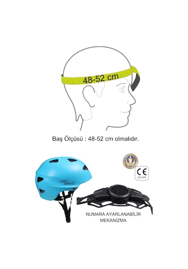 Mavi Erkek Çocuk Kaskı Spor Koruyucu Kask Dizlik Dirseklik Donanım Seti Kaykay Bisiklet Scooter Çok Renkli