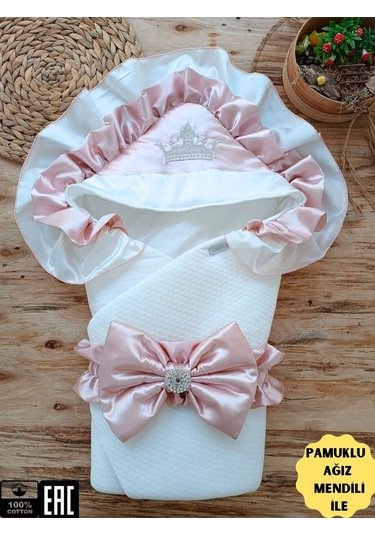 S.kahve Kız Erkek Bebek Battaniyesi Kundağı %100 Pamuklu Doğal Organik Uyku Hastane Çıkısı Yenidoğan Gülkurusu