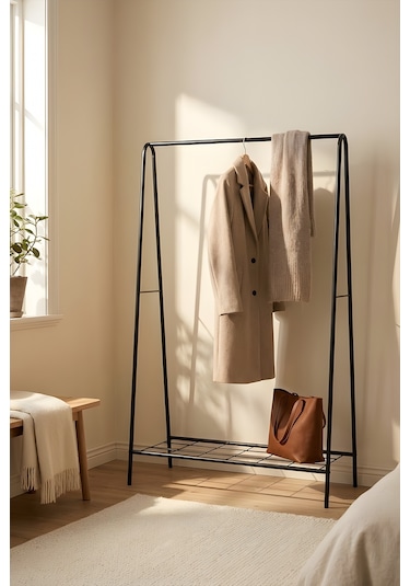 Oval Telli Siyah Butik Elbise Askılığı Konfeksiyon Askılık Siyah