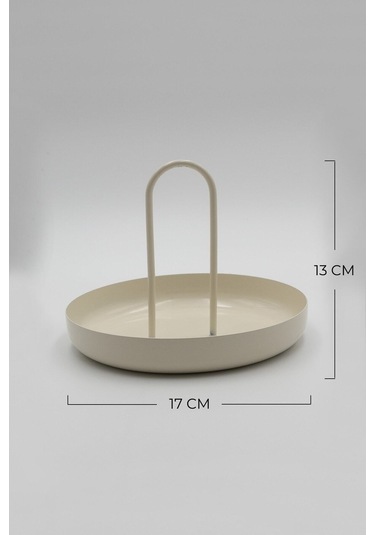 Kremrengi Metal Dekoratif Tabak & Kase, Anahtarlık, Makyaj Organizeri, Banyo Düzenleyici, Çerezlik Krem