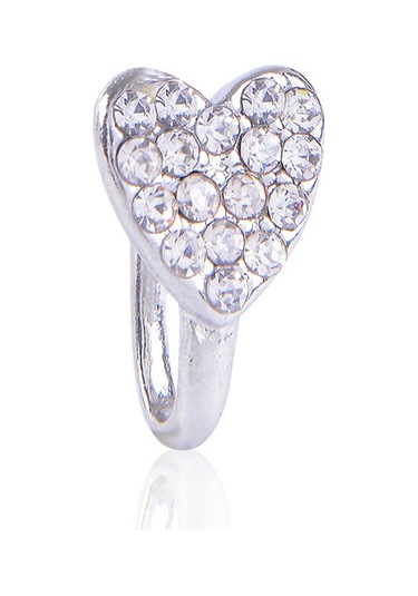 Suntek Glitter Klipsli Sahte Burun Halkası Gümüş-kalp Gümüş