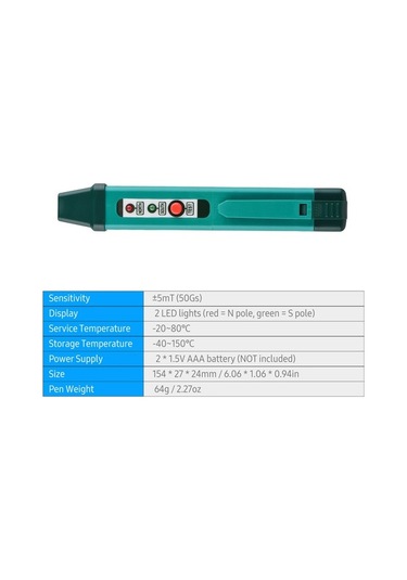 Ebitda Abs Malzeme 5mt Hassasiyet 2 Led Kutup Gösteri -20 80 Çalışma Sıcaklığı 2xaaa Pil Manyetik Alan Test Cihazı