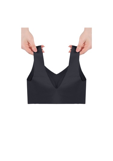 Balensiz Lazer Dikişsiz Çıkarılabilir Pedli Kalın Askılı Görünmez Sütyen Siyah