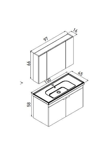 Orka Desna 100 Cm Mat Antrasit Banyo Dolabı Alt Modül Lavabo Mat Antrasit
