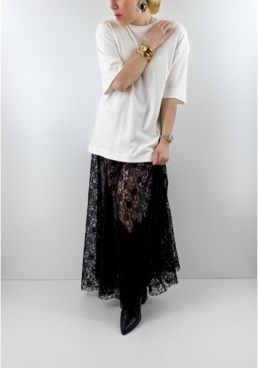 Modaonna Siyah Dantel Maxi Etek Siyah