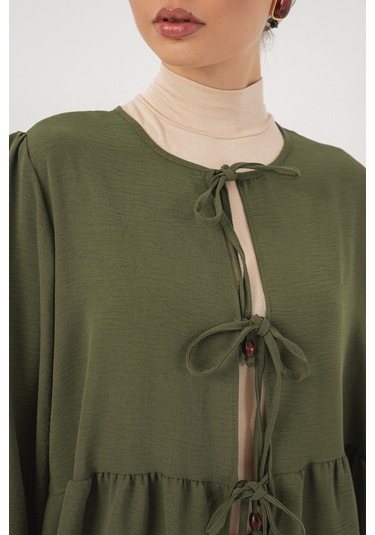 Kadın Önü Bağcıklı Tunik Pantolon İkili Takım 6744 - Haki Haki Kadın Önü Bağcıklı Tunik Pantolon İkili Takım 6744 - Haki Haki