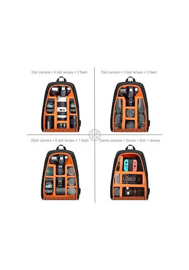 Sones Puluz Açık Hava Taşınabilir Su Geçirmez Çizilmeye Dayanıklı Çift Omuz Sırt Çantası E Kamera Kamera Çantası & Kılıfı 50653345