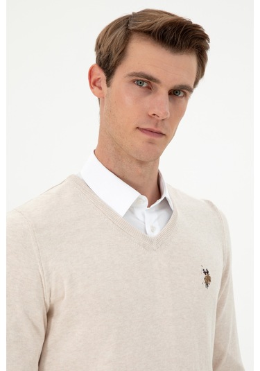 U.s. Polo Assn. Erkek Krem Melanj Kazak /triko 50288885-vr159 Krem Melanj