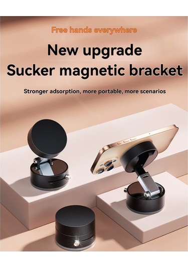 Pazly Manyetik Vakumlu Araç & Masa Telefon Tutucu - Katlanabilir, Taşınabilir, Siyah/beyaz/pembe, 5.9x5.9x4.3cm