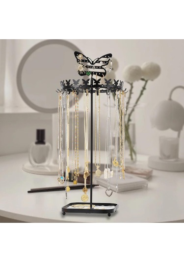 Homyl Takı Organizatör Ekran Metal Tutucu Kolye Küpe Bileklik Siyah