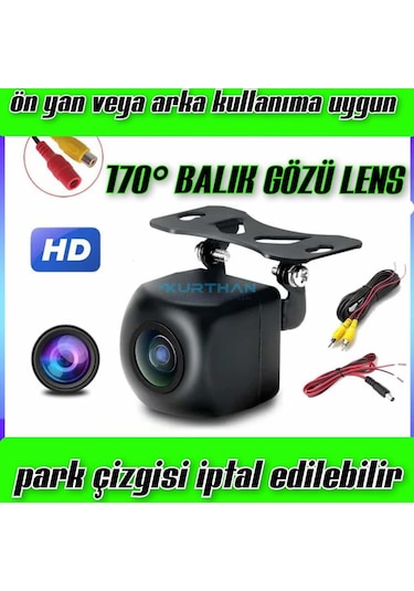 170 Açılı Balık Gözü Lens Ön Yan Arka Kullanıma Uyumlu 12 Volt