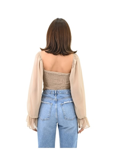 Kadın Şifon Crop Bluz 1734-24 001