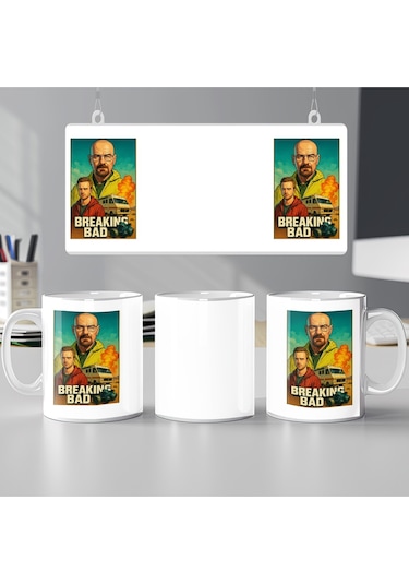 Breaking Bad Temalı Kahve / Çay Kupa Bardak Walter White Ve Jesse Pinkman Tasarımlı Kupa Beyaz