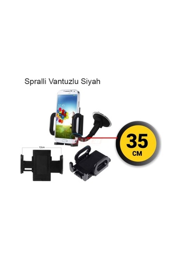 Caruc Oto Telefon Tutucu Spralli Vantuslu Siyah 35cm