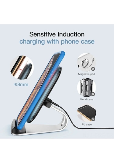 Hfambition 15w Hızlı Kablosuz Şarj Aleti, Metal Telefon Tutucu, İphone/xiaomi/samsung Uyumlu, Dikey-yatay Şarj, Akıllı Koruma Diğer