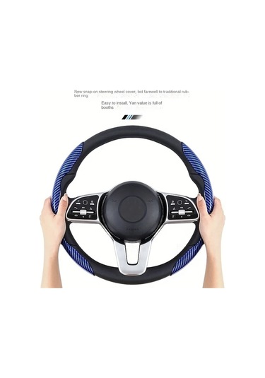 Chuangyinshop Siyah 2 Adet Karbon Fiber Direksiyon Kılıfı Evrensel Snap On Tasarım Sürüş Keyfini Artırır Siyah