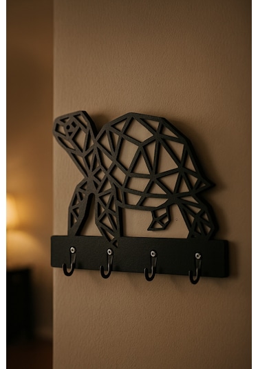 Kaplumbağa Figürlü Duvar Anahtarlık Askısı Siyah - Beyaz