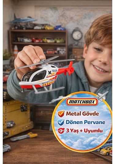 Metal Gövdeli Matchbox Sky Busters Mbx Eheli Metal Oyuncak Helikopter Lisanslı Model Uçağı