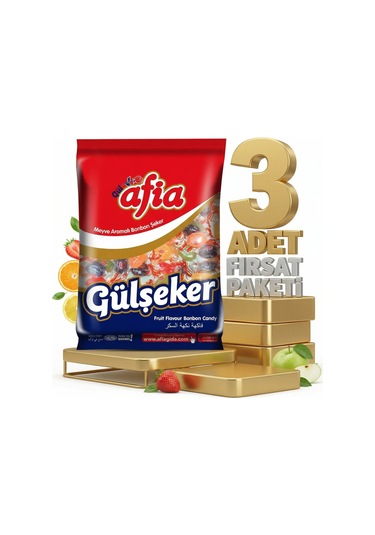 Afia Gülşeker Karışık Meyve Aromalı Şeker 3x175 Gr