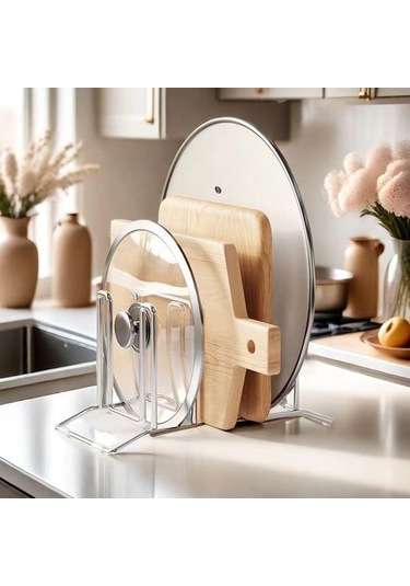 Pazly Suntek Kesme Tahtası Depolama Rafı - Tencere Tava Kapakları Bakeware Gümüş Gümüş