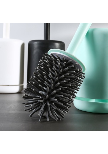 Kosona Duvar Takılı Yeşil Silikon Tuvalet Fırçası Seti - Nordik Tasarım, Su Birikimi Yok, Yumuşak Tüy, Plastik Uç Ve Tabanlı Temizlik Aleti Diğer