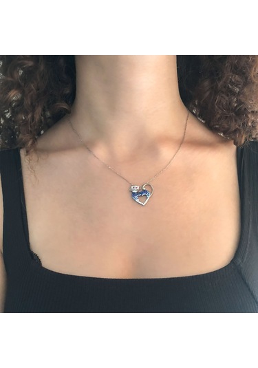 Ferizz Zirkon Taşlı Kedi Şekilli Gümüş Kolye Gk-308