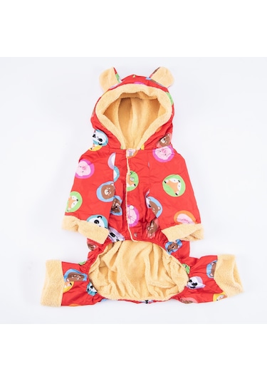 Pettrend Kırmızı Animals Büyük Köpek Mont Büyük Irk Yağmurluğu